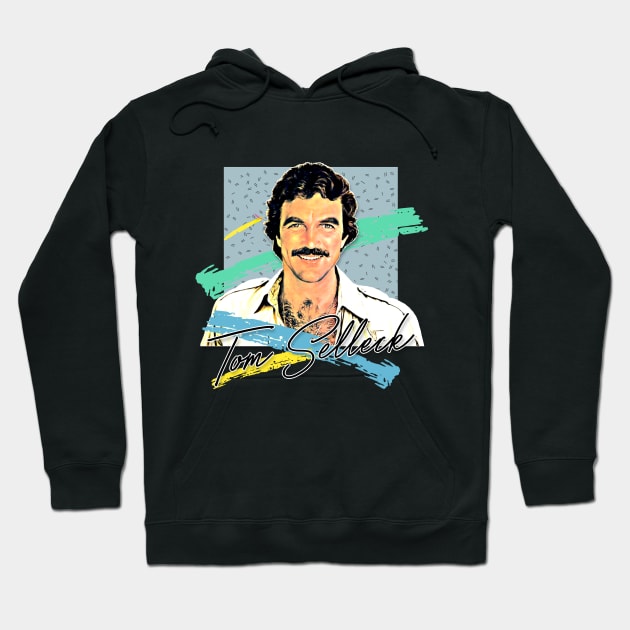 Tom Selleck 80s Aesthetic Design Hoodie by DankFutura